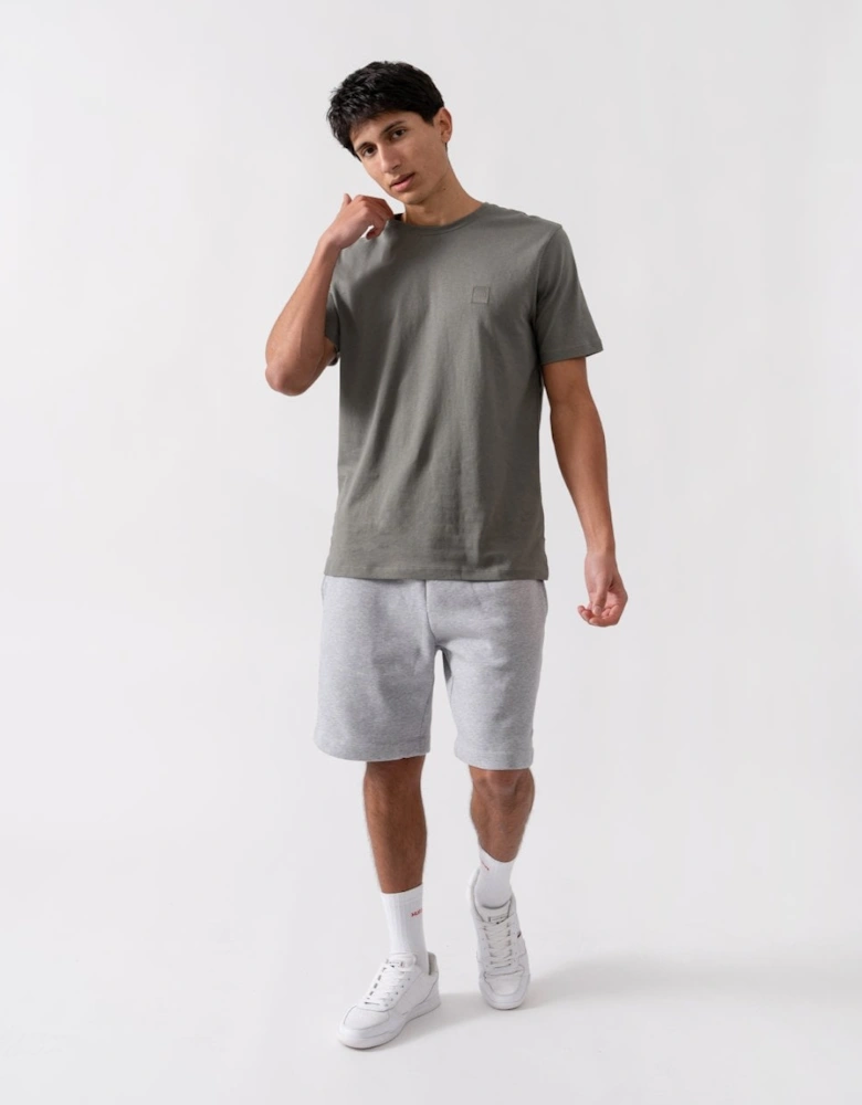 BOSS Orange Tales Mens Cotton-Jersey T-shirt With Logo Patch - Grey-Green 076