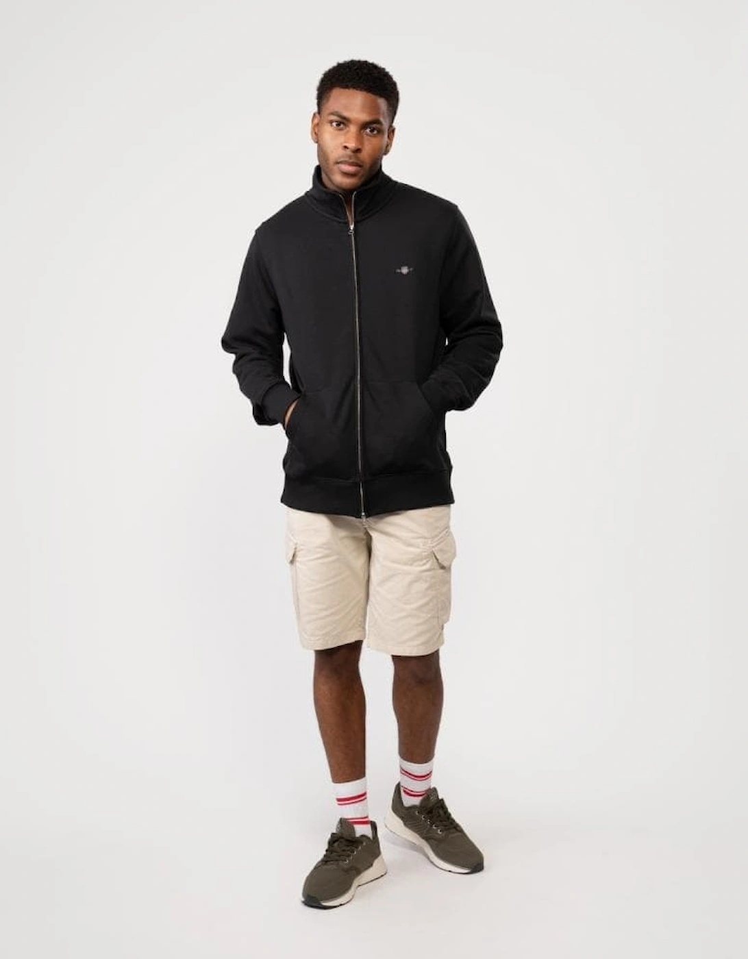 Mens Regular Fit Shield Logo Full Zip Sweatshirt - 5 Black