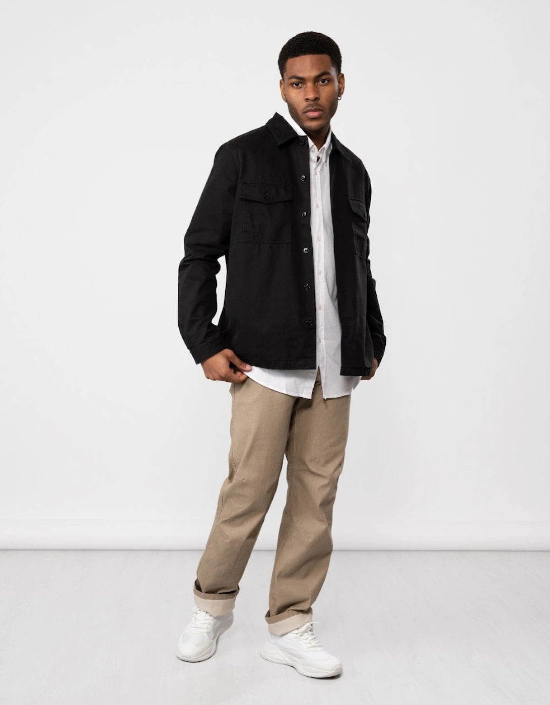 HUGO Enalu Mens Cotton Gabardine Overshirt
