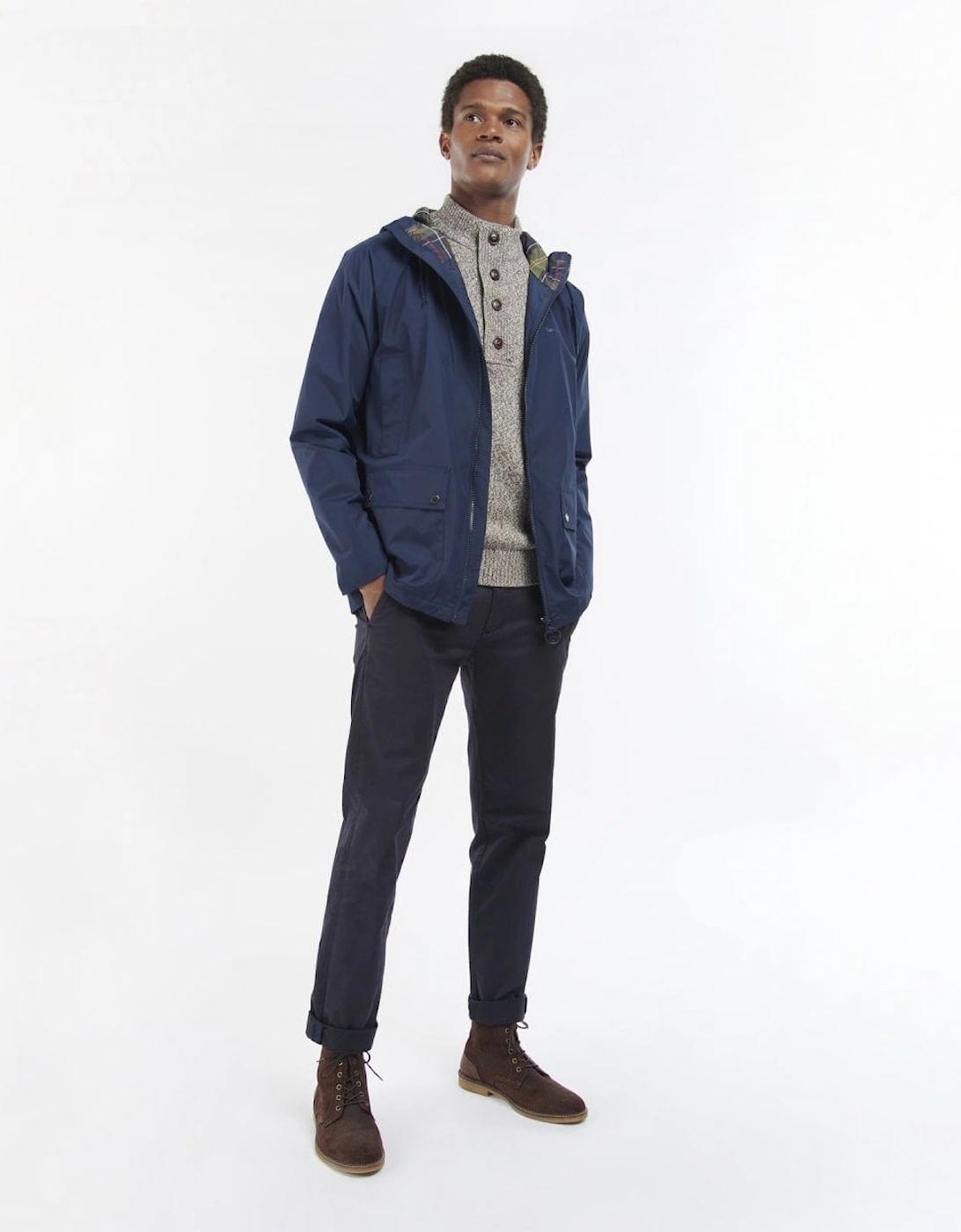 Hooded Domus Mens Waterproof Jacket - Navy/Classic