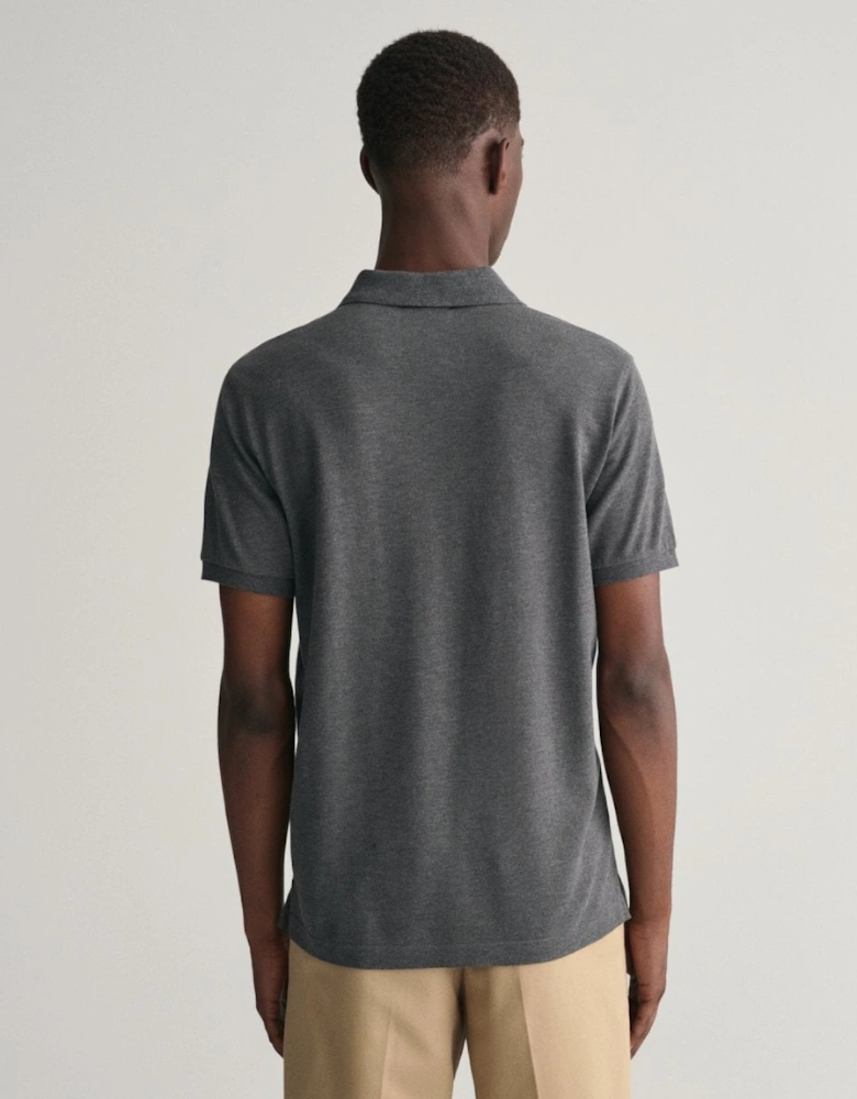 Mens Slim Fit Short Sleeve Shield Logo Pique Polo