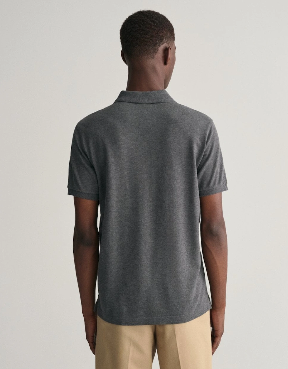 Mens Slim Fit Short Sleeve Shield Logo Pique Polo