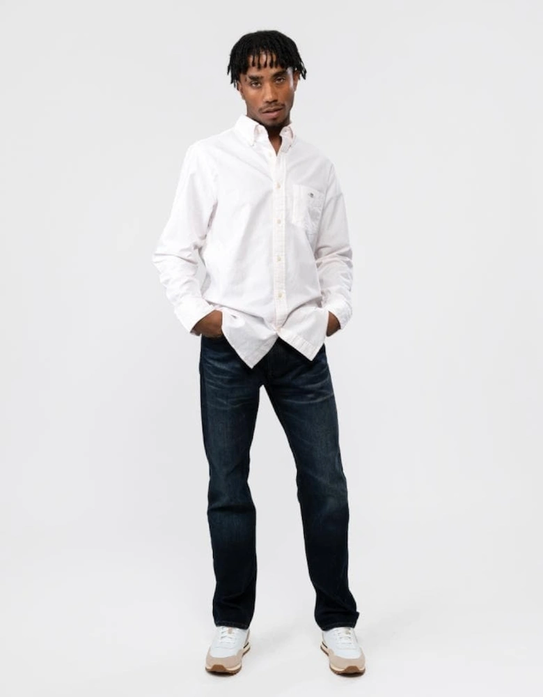 Mens Regular Fit Long Sleeve Oxford Banker Stripe Shirt