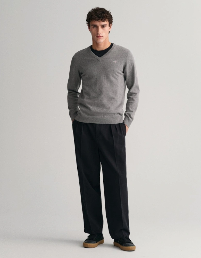 Mens Classic Cotton V-Neck Jumper