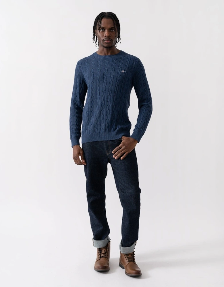 Mens Cotton Cable Knit Crew Neck Jumper