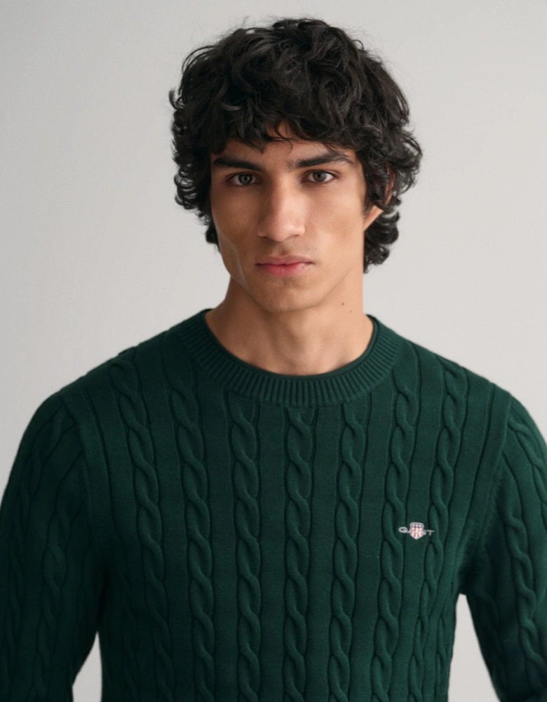 Mens Cotton Cable Knit Crew Neck Jumper
