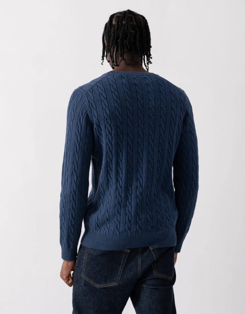 Mens Cotton Cable Knit Crew Neck Jumper