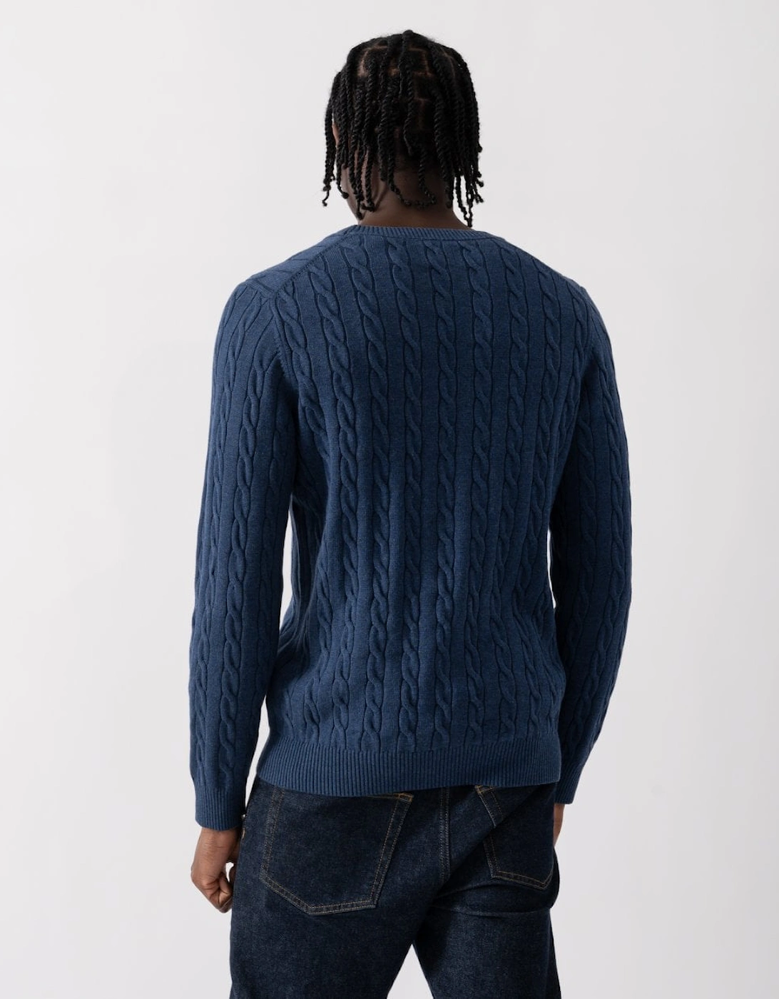 Mens Cotton Cable Knit Crew Neck Jumper