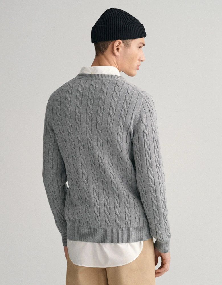 Mens Cotton Cable Knit Crew Neck Jumper