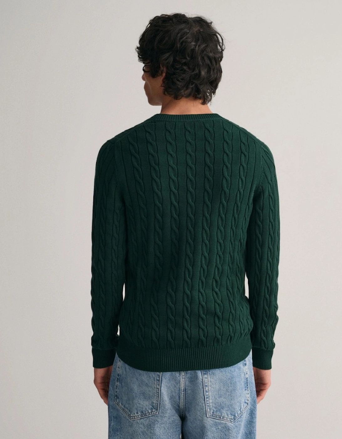 Mens Cotton Cable Knit Crew Neck Jumper