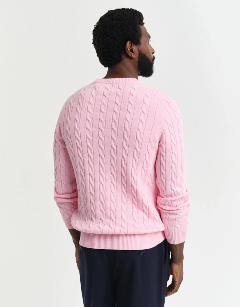 Mens Cotton Cable Knit Crew Neck Jumper