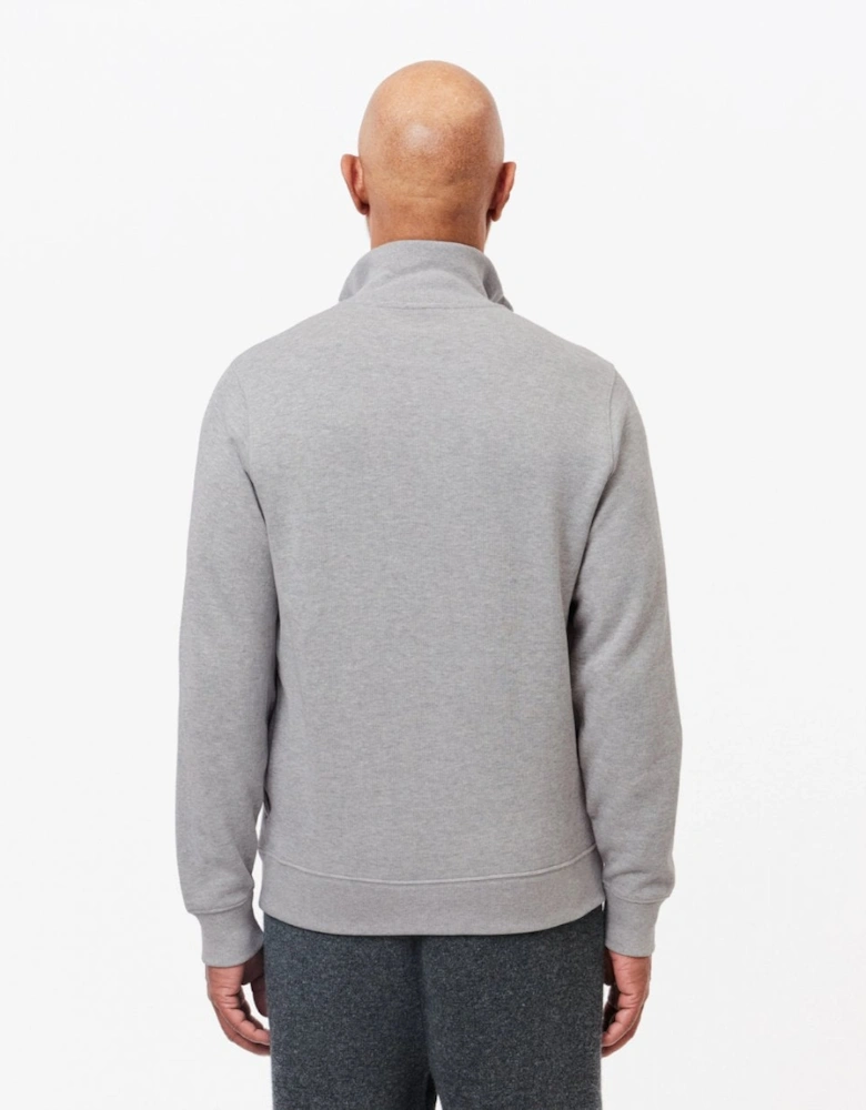 Mens Zippered Stand-Up Collar Cotton Sweatshirt - Silver Chine CCA