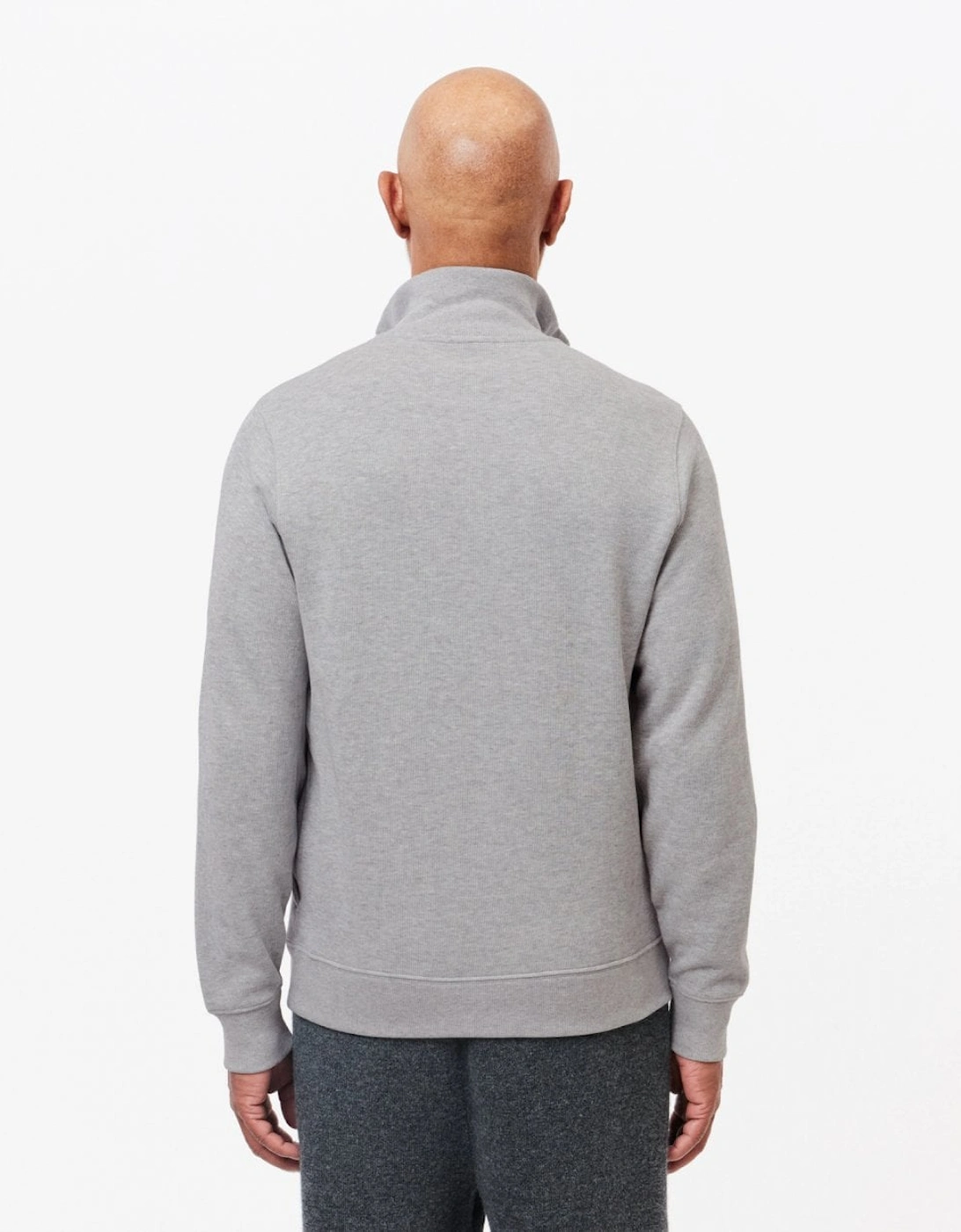 Mens Zippered Stand-Up Collar Cotton Sweatshirt - Silver Chine CCA