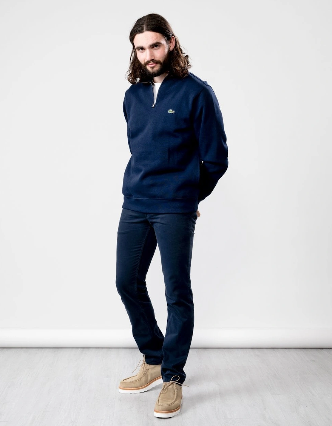 Mens Zippered Stand-Up Collar Cotton Sweatshirt