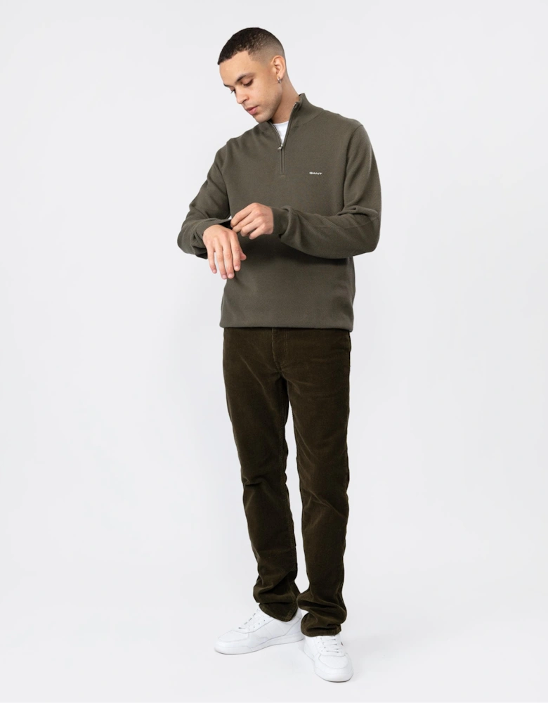 Mens Cotton Pique Half Zip Jumper