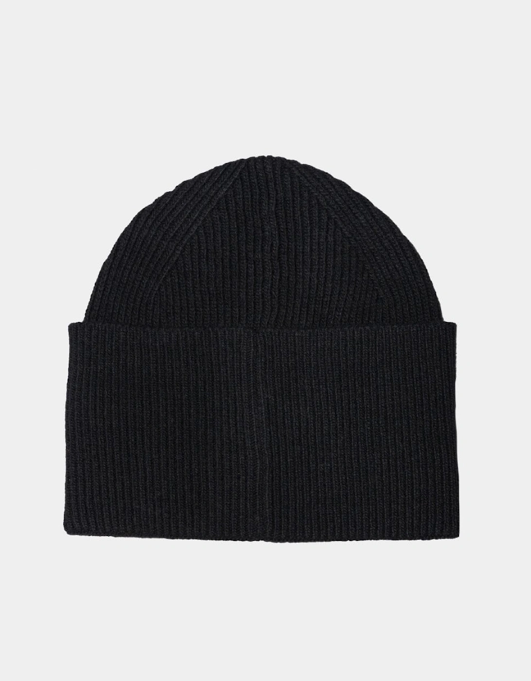 HUGO Xaff 6 Mens Knitted Beanie Hat With Ribbing and Red Logo Label - Black 001