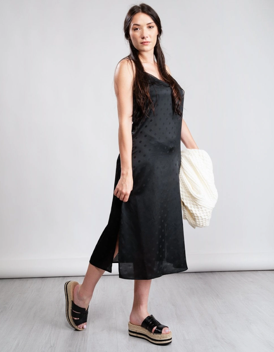 Polka Dot Slim Fit Womens Slip Dress