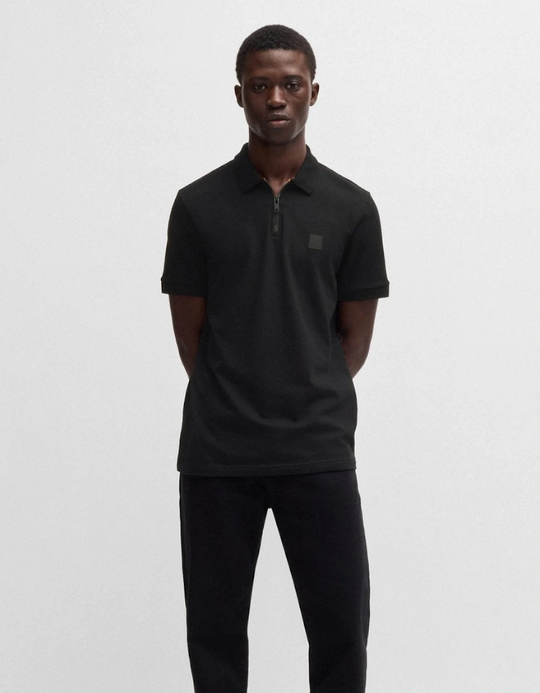 BOSS Orange Passerzip Mens Zip Placket Polo Shirt
