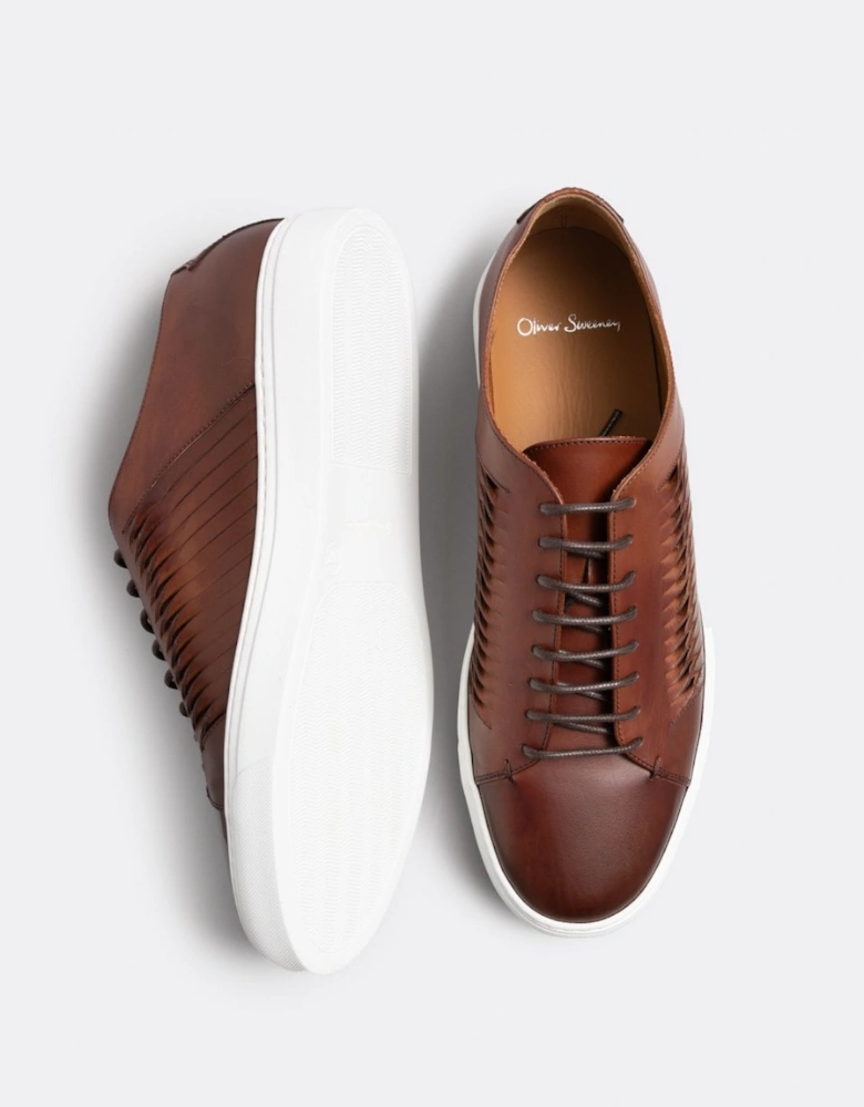 Mozzalago Mens Antiqued Calf Leather Cupsole Trainers