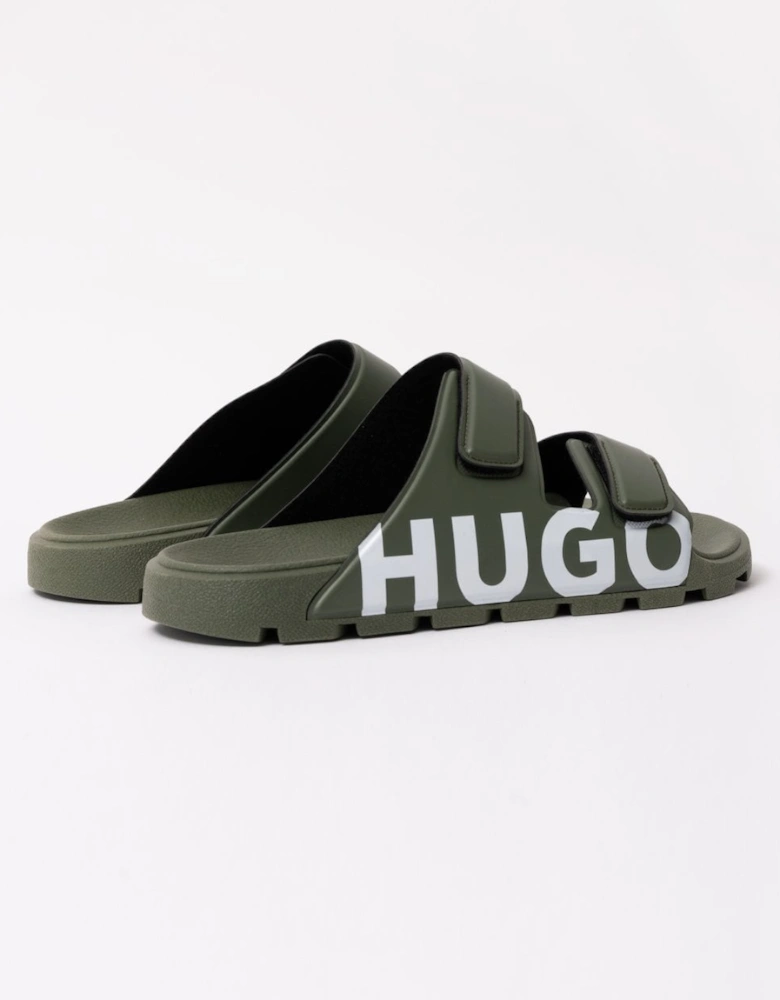 HUGO Evander Mens Logo Sandals with Double Touch-Closure Straps