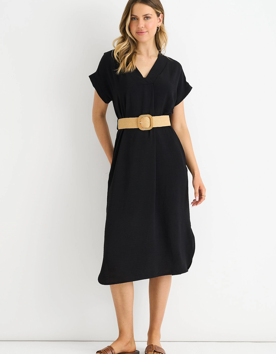 Gini London Women's Black Air Flow Belted Oversized Dress - Size: 12/14