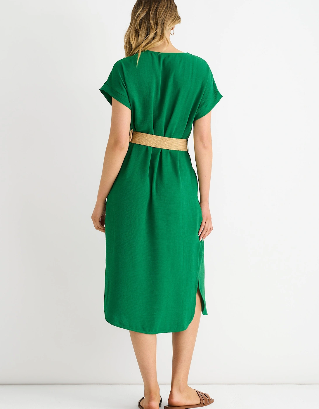Gini London Women's Green Air Flow Belted Oversized Dress - Size: 10/12