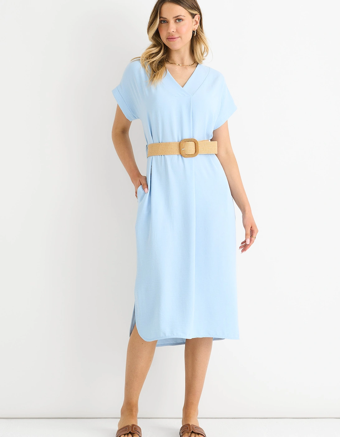 Gini London Women's Blue Air Flow Belted Oversized Dress - Size: 8/10