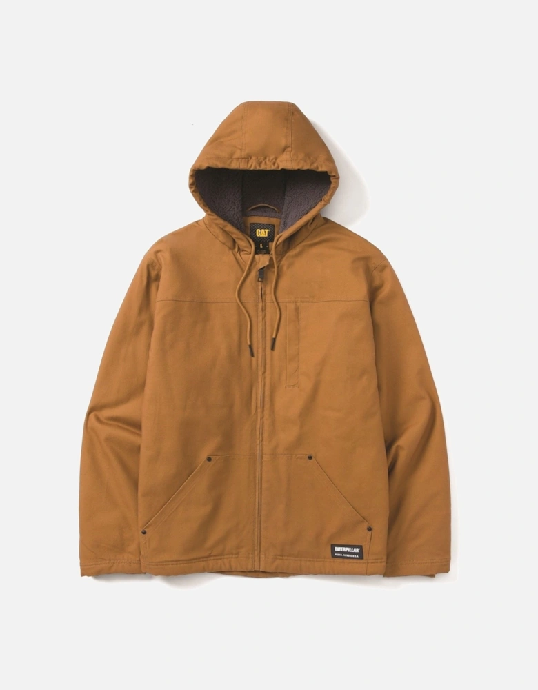 Hooded Sherpa Lined Men's Bronze Fleece Jacket