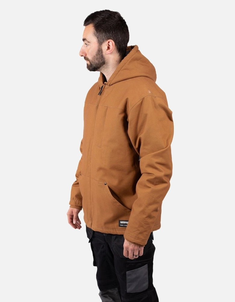Hooded Sherpa Lined Men's Bronze Fleece Jacket