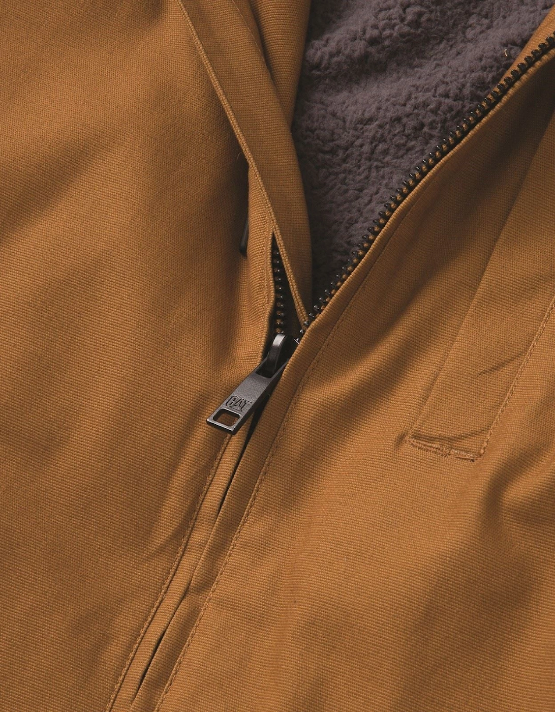 Hooded Sherpa Lined Men's Bronze Fleece Jacket