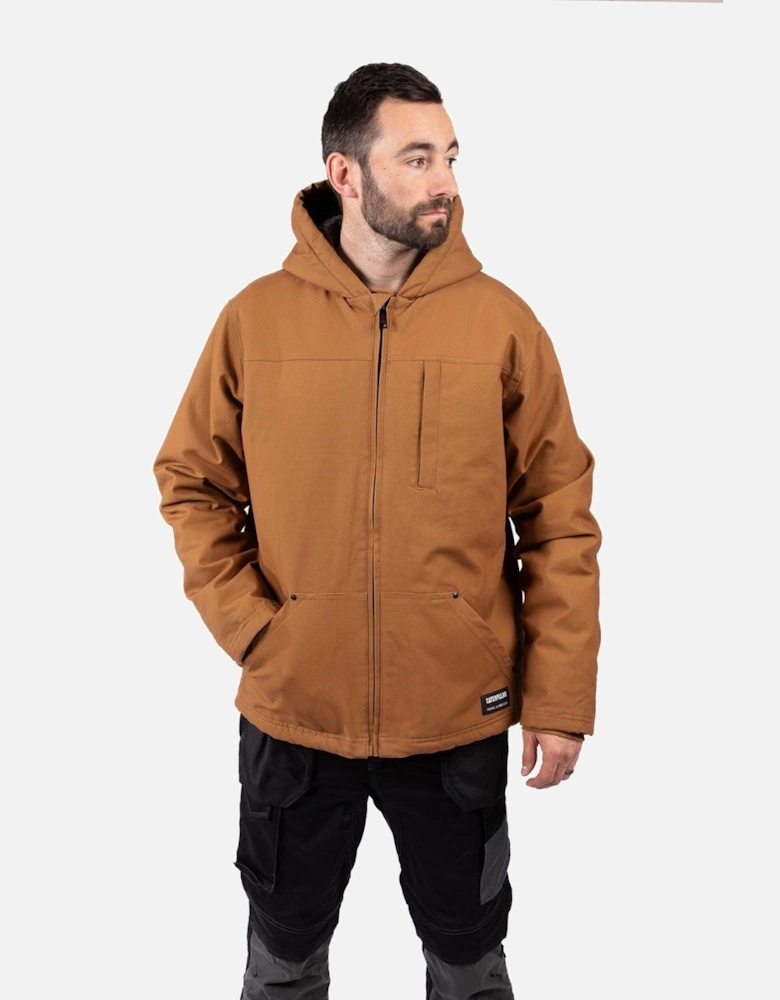 Hooded Sherpa Lined Men's Bronze Fleece Jacket