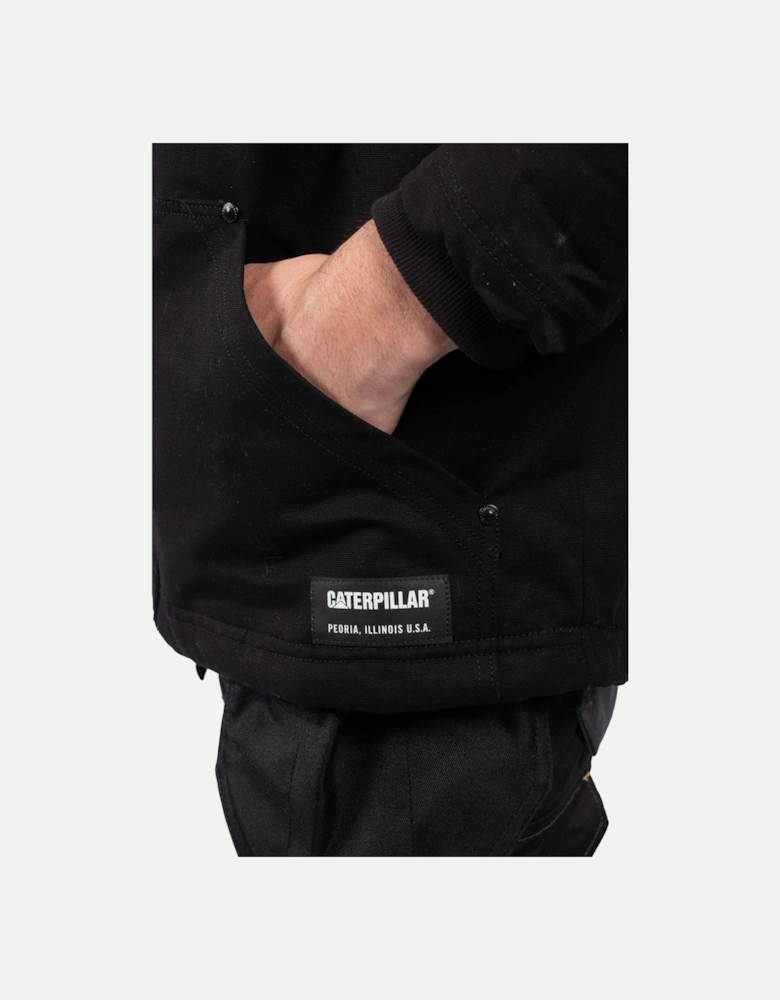 Hooded Sherpa Lined Men's Black Fleece Jacket