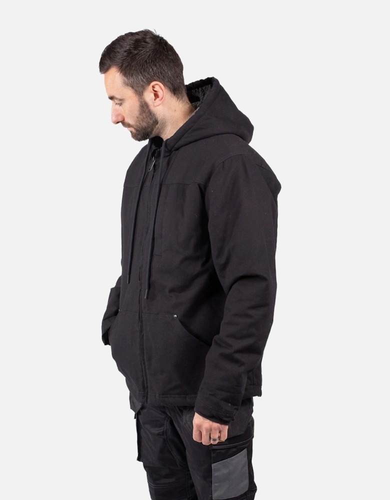 Hooded Sherpa Lined Men's Black Fleece Jacket