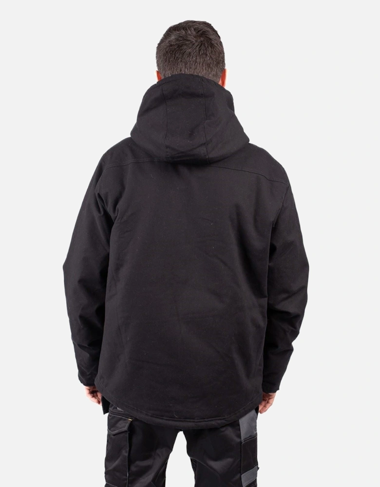 Hooded Sherpa Lined Men's Black Fleece Jacket