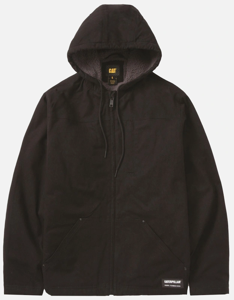 Hooded Sherpa Lined Men's Black Fleece Jacket