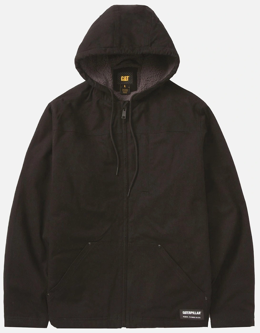 Hooded Sherpa Lined Men's Black Fleece Jacket