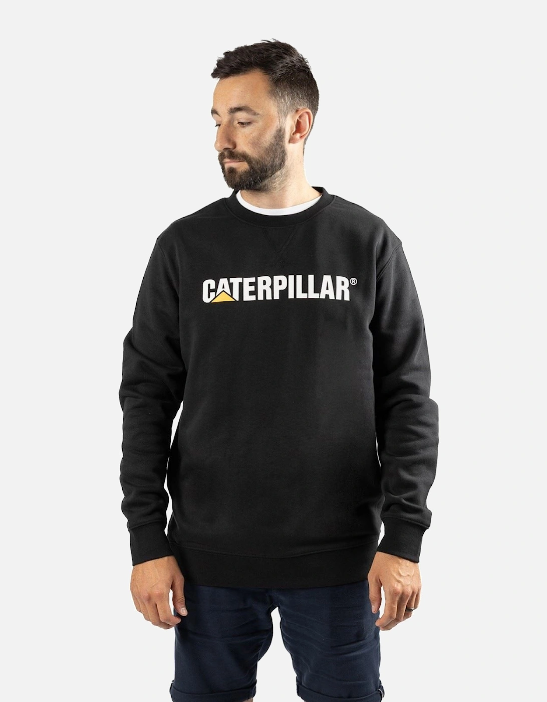 Caterpillar Men's Black Midweight Crewneck Cotton Sweatshirt - : L