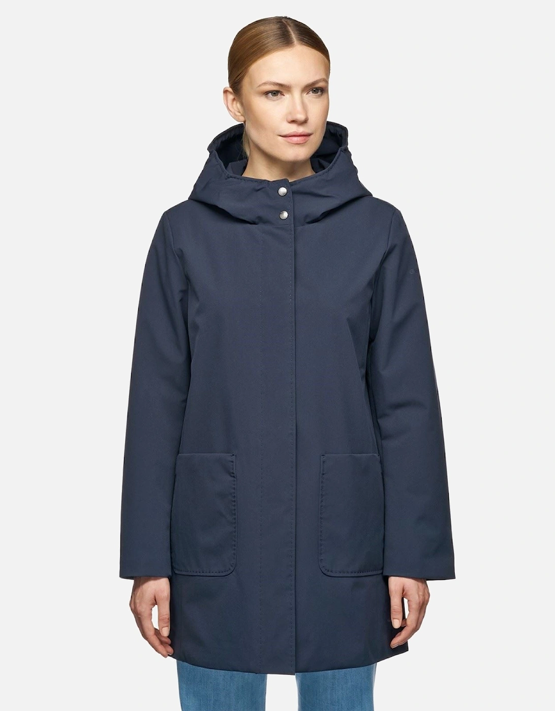 Women's Geox W FLORETIA Women's Blue Parka Coat - Size: 16