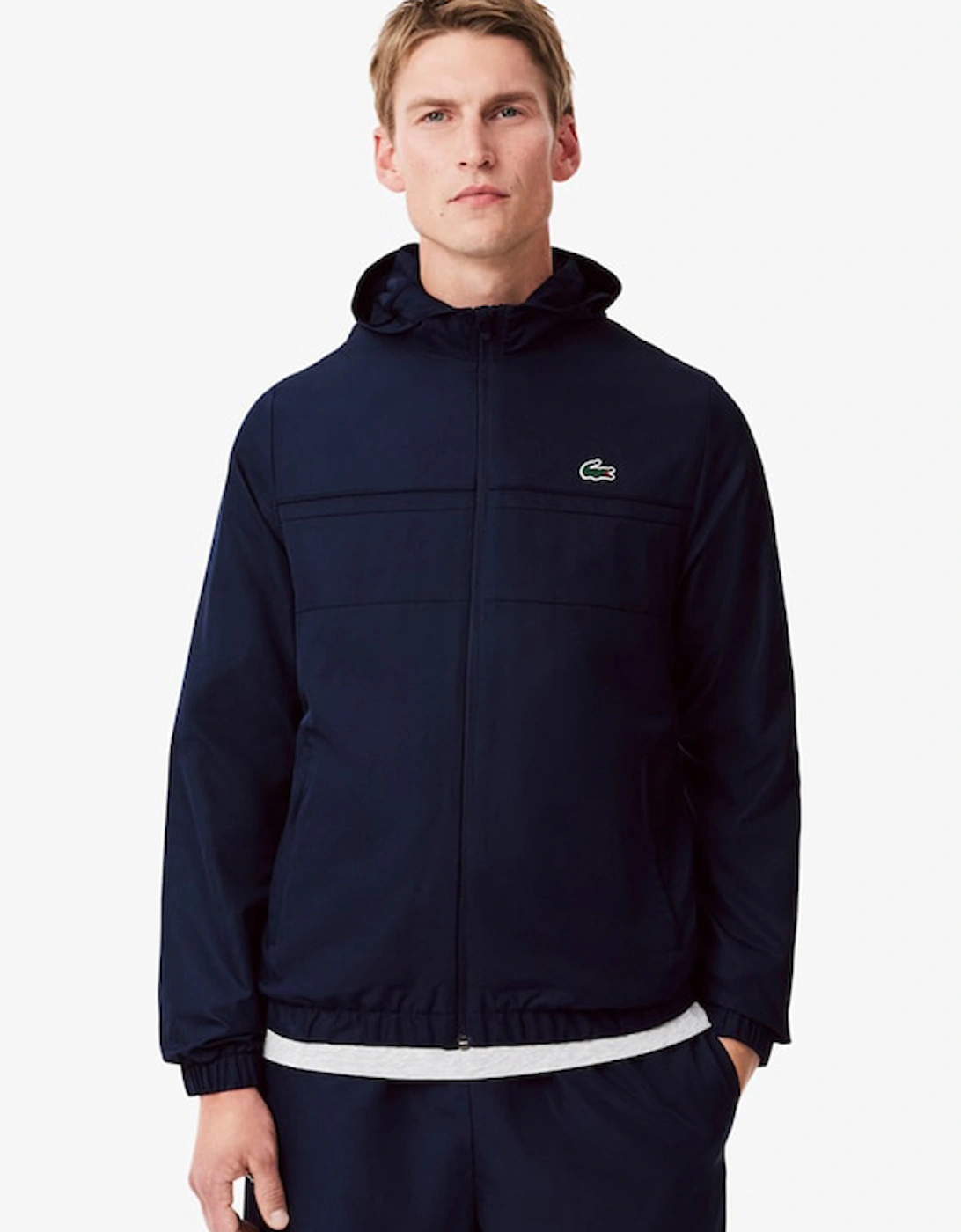 Lacoste Men's Navy Water-Repellent Sport Track Jacket  7 Xxl