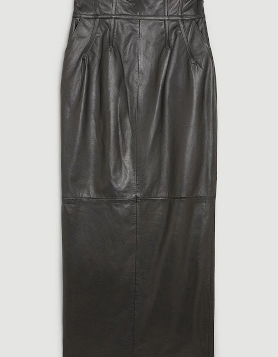 Leather Corset Detail High Waist Maxi Pencil Skirt