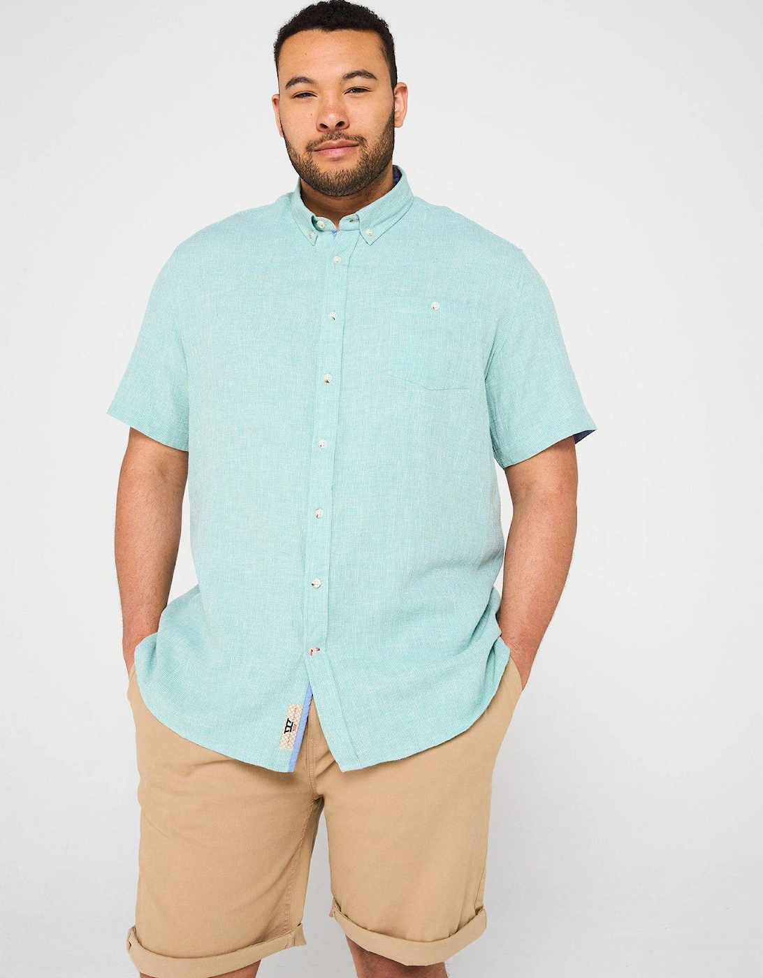 Linen Mix Short Sleeve Pocket Detail Shirt - Light Green, 2 of 1