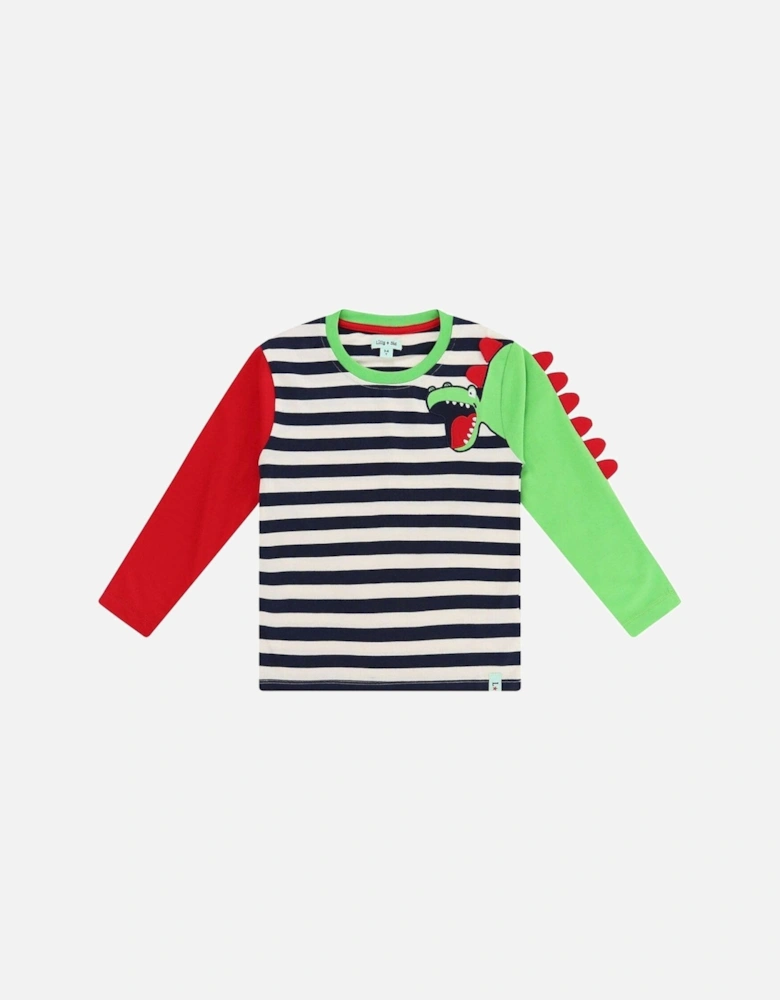 Boys Dino Spike Sleeve Top - Ocean