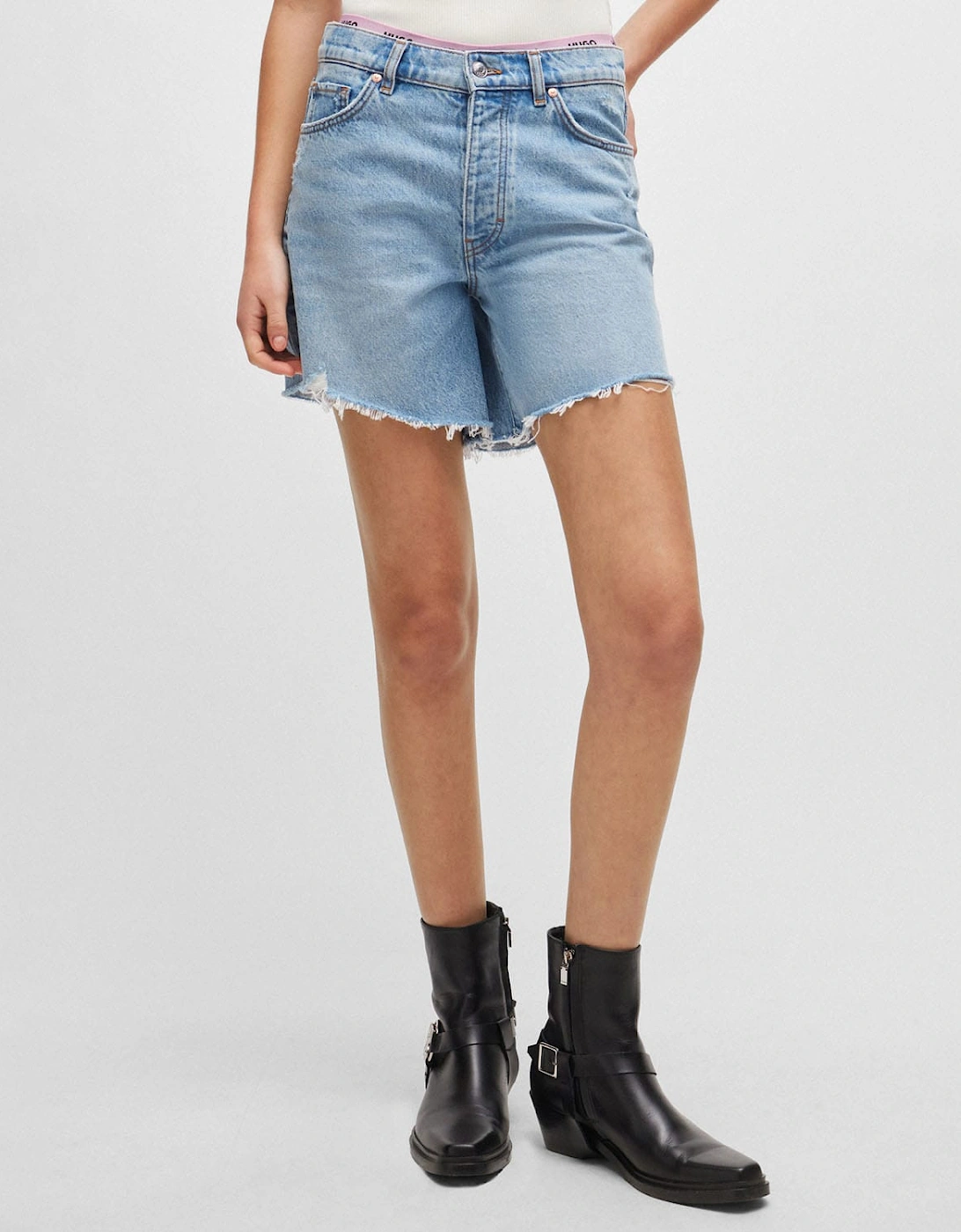 Hugo Boss Women's Gealea Regular-Fit Denim Shorts - Blue - Size: 10