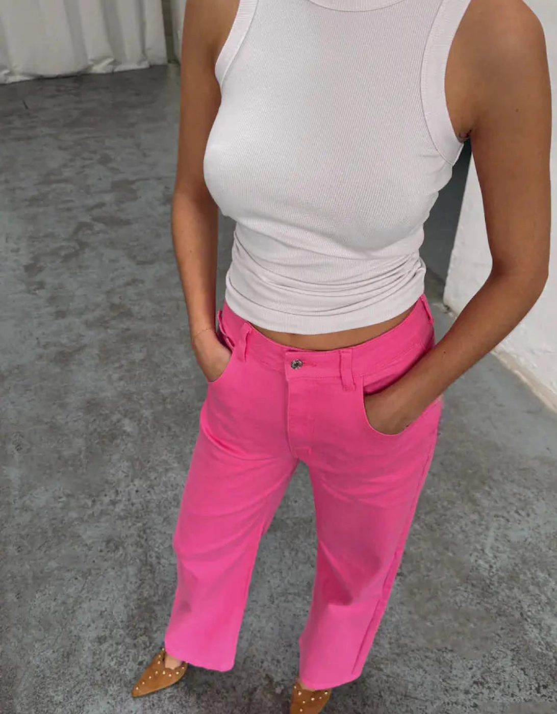 Never Fully Dressed Women's Pink denim scallop detail jeans regular length - Size: 12