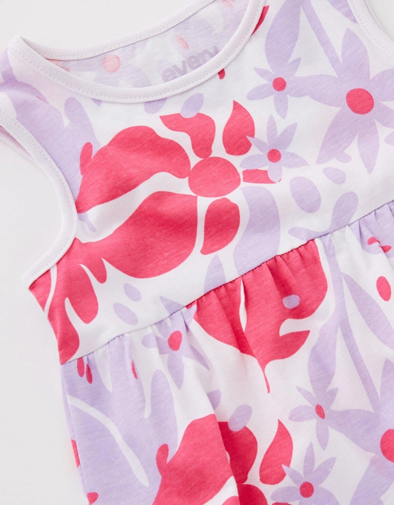 Girls Hibisicus Print Sleeveless Dress - Multi