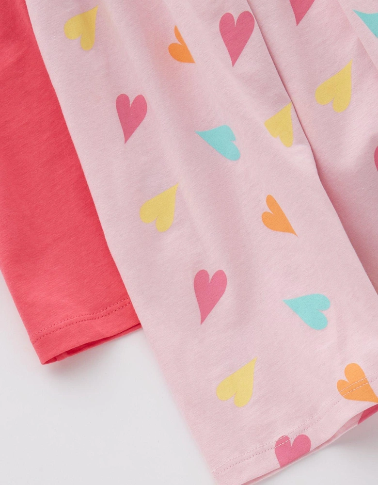 Girls 2 Pack Heart Print Sleeveless Dresses - Multi