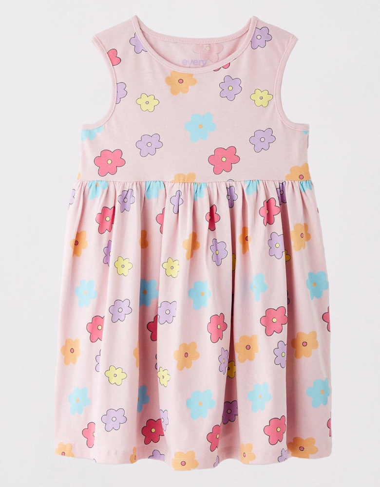 Girls 2 Pack Flower Print Sleeveless Dresses - Multi