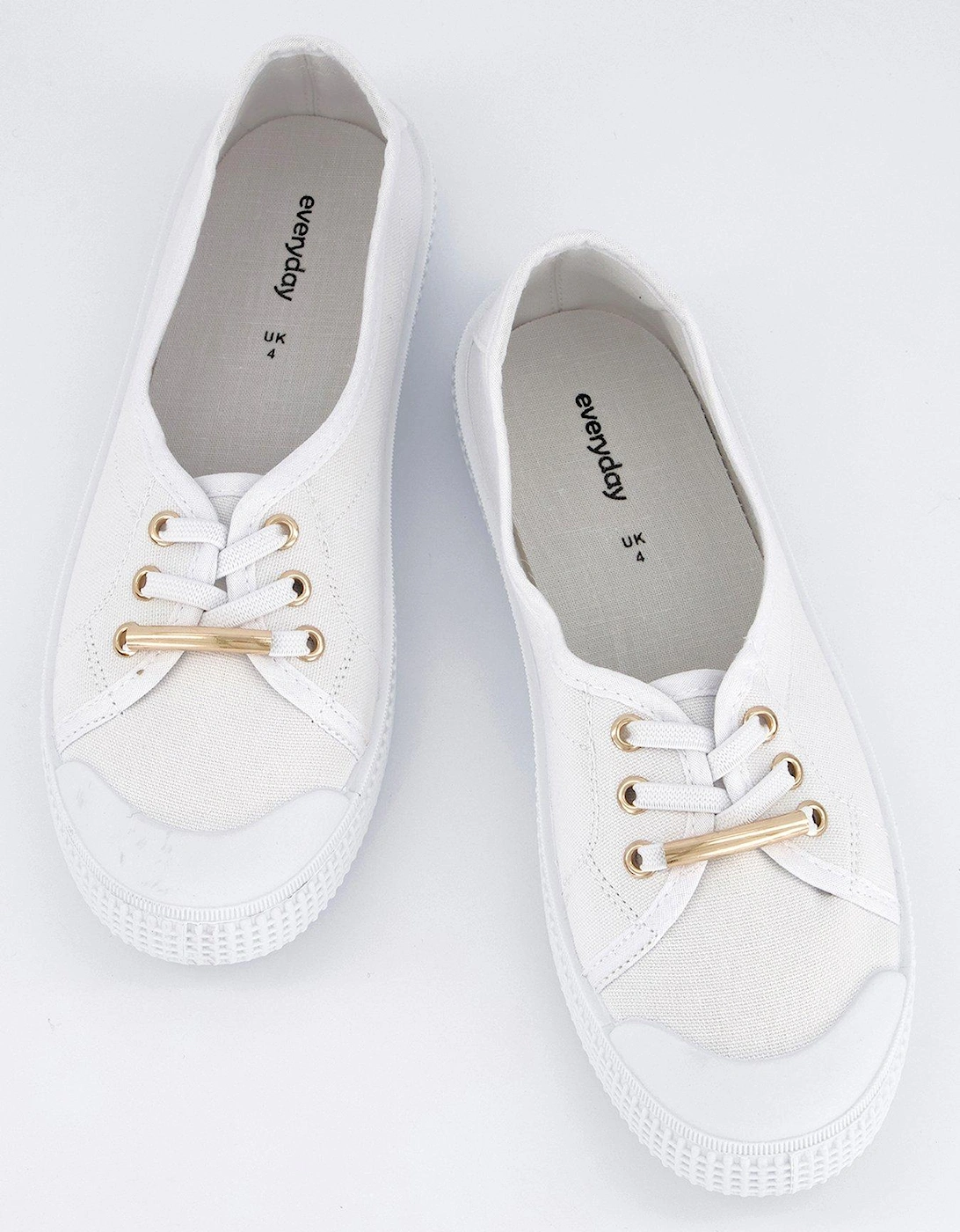 Wide Fit Elastic Lace Pump - White
