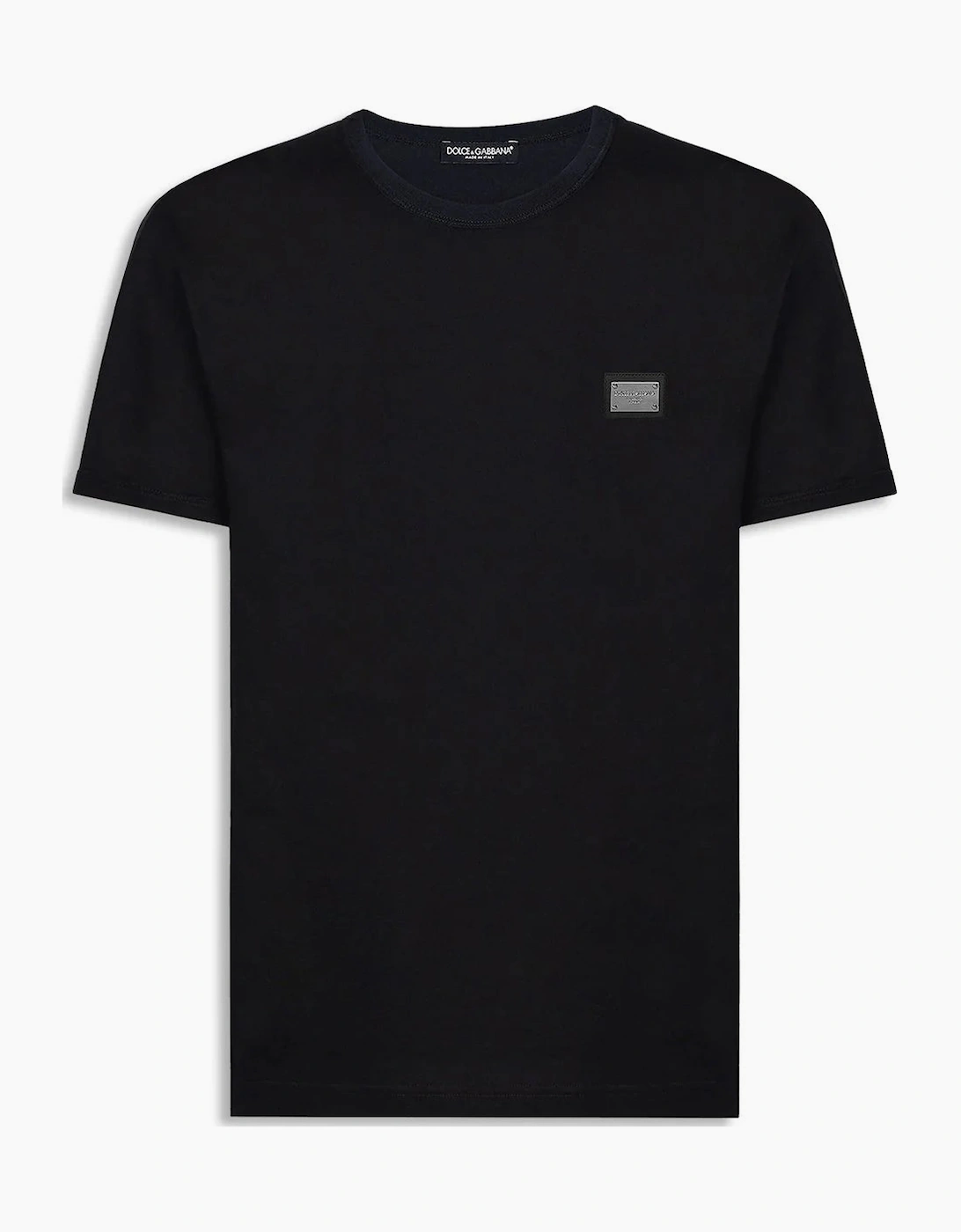 Men's Dolce & Gabbana Silver Plaque T-Shirt in Navy Blue - Size: 42