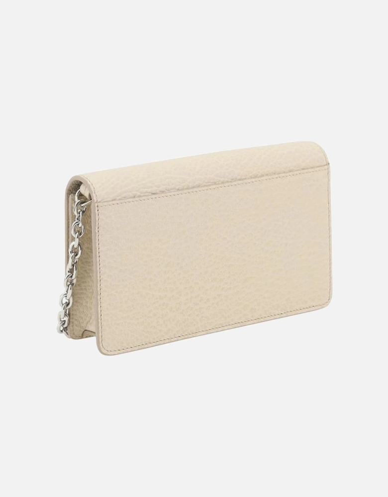 Calfskin Wallet with Chain Shoulder Strap Women - Beige